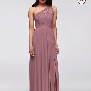 David’s bridal one shoulder lace bridesmaid dress